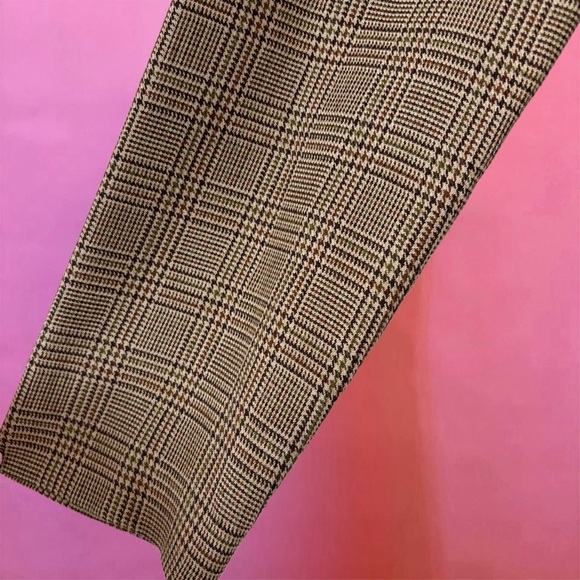 Vintage 80s Virgo II Tan Khaki Brown Houndstooth Blazer w/ Shoulder Pads Size 14 - Picture 6 of 14